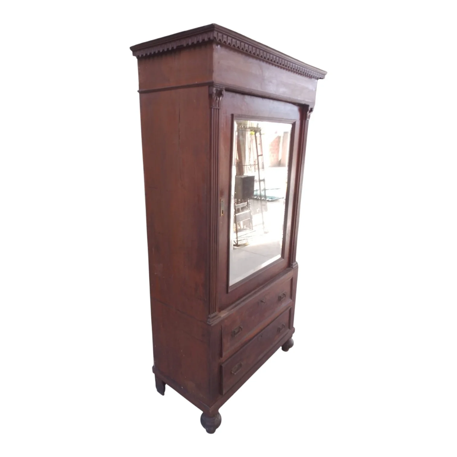 Ropero Armario Antiguo de madera maciza con espejo — foto 2