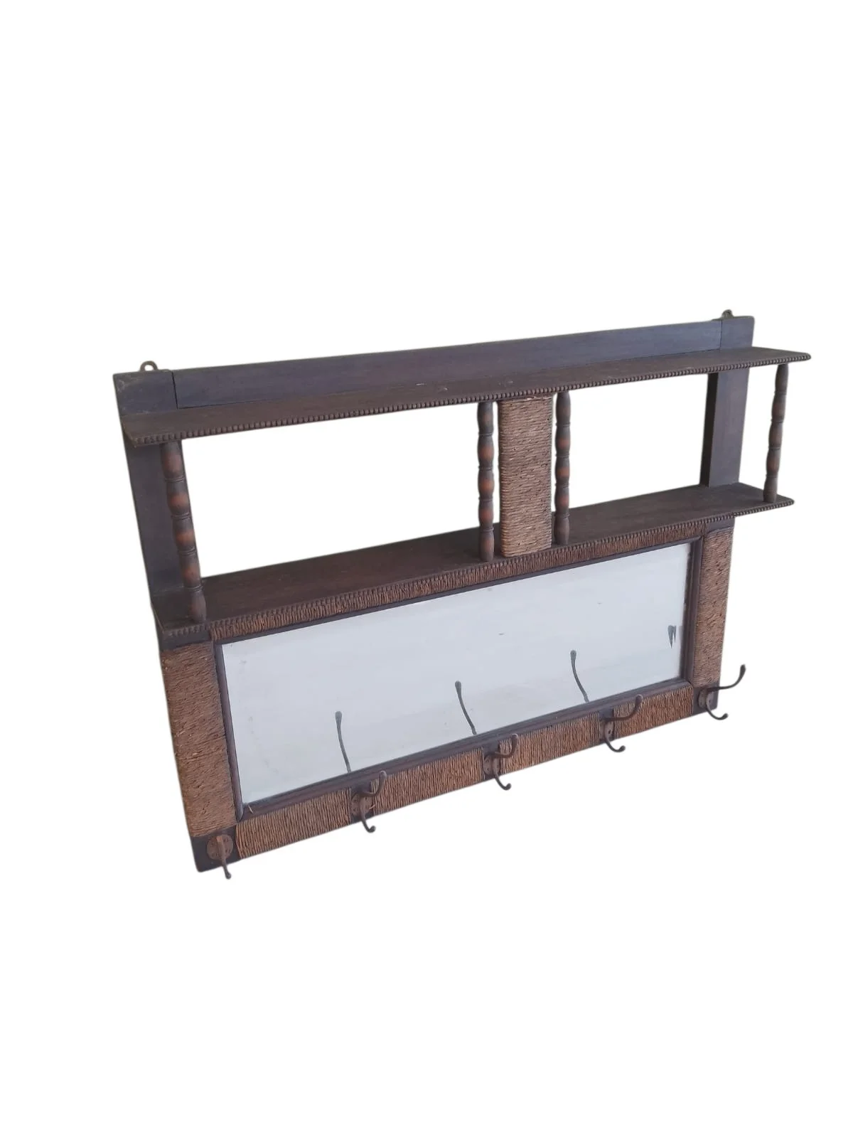 Perchero de Pared de madera maciza, con Espejo
