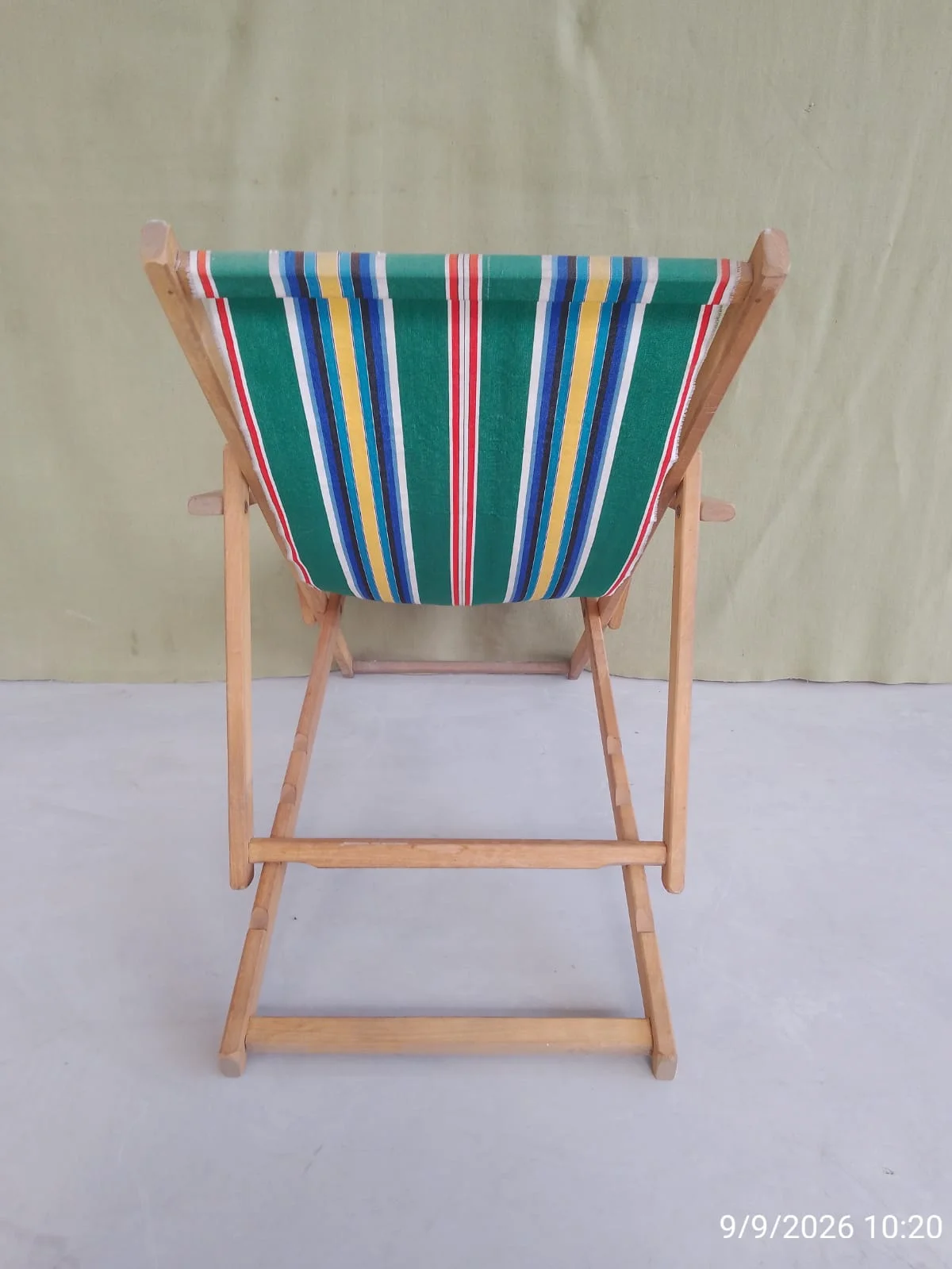 Reposera plegable de madera y tela — foto 5