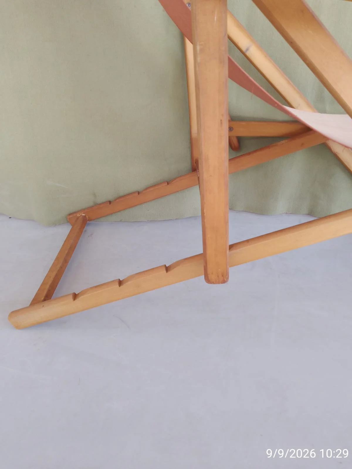 Reposera plegable de madera y tela naranja — foto 8