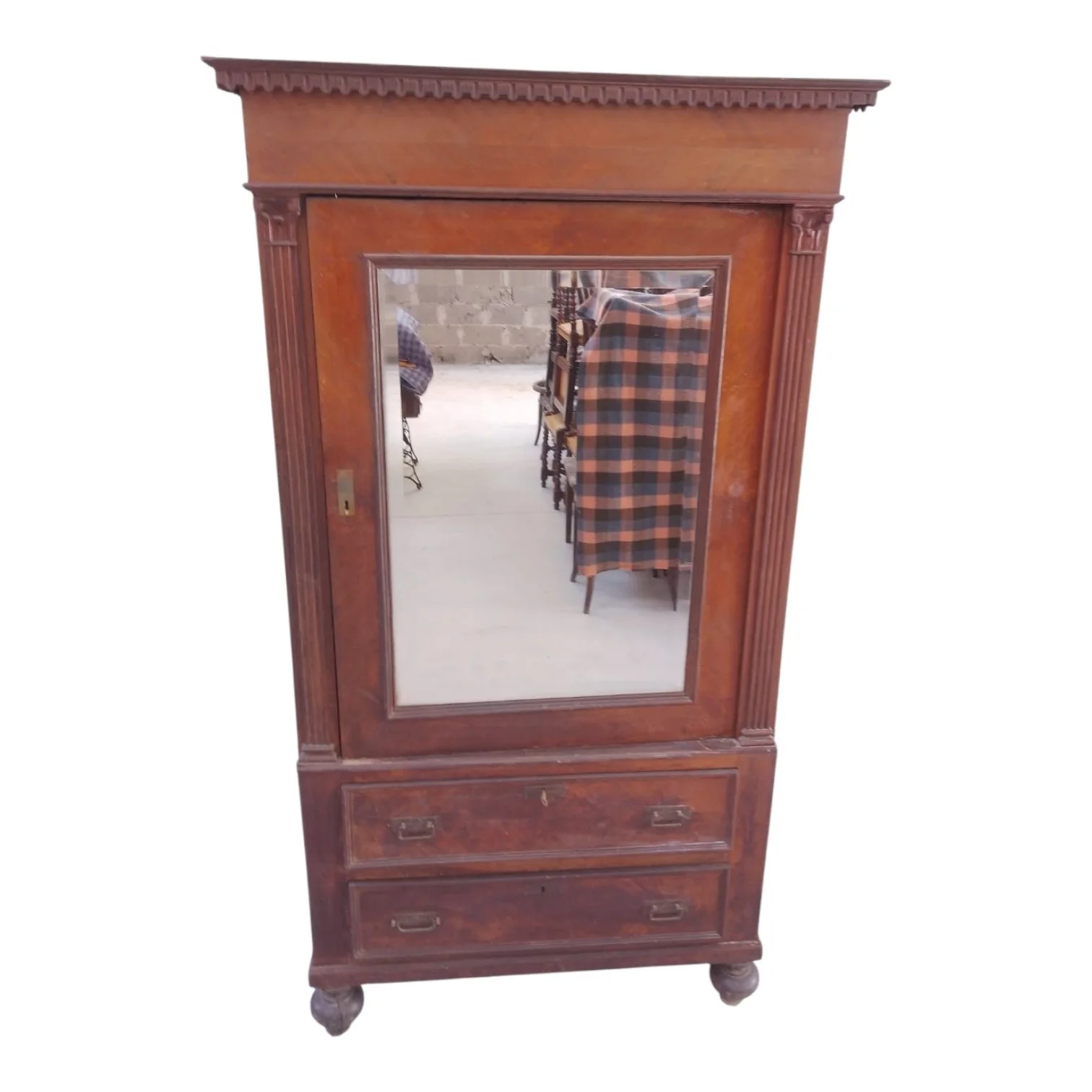 Ropero Armario Antiguo de madera maciza con espejo — foto 3